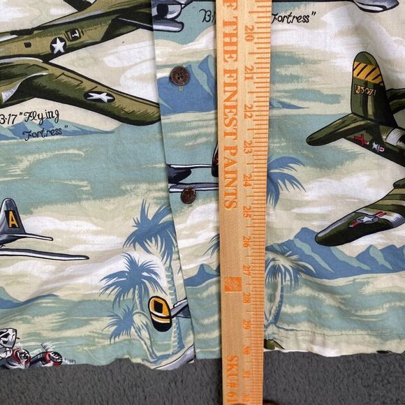 Vintage Kalaheo Hawaiian Shirt Mens L Vietnam War Era Planes Helicopters Jets - Picture 8 of 9